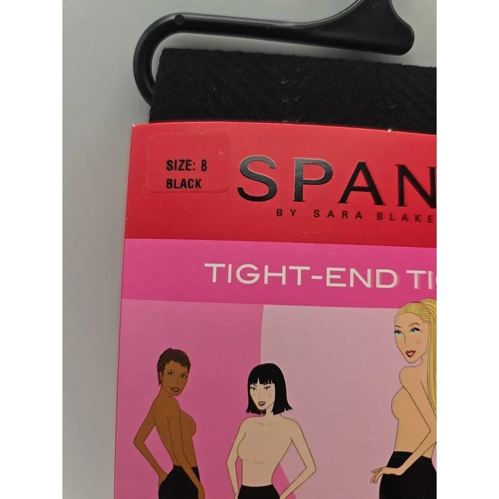 Spanx Tight-End Tights Size B Black Patterned -‎ Illusion Stripe New